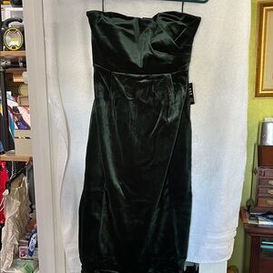 Express Strapless Velvet Dress in Deep Green